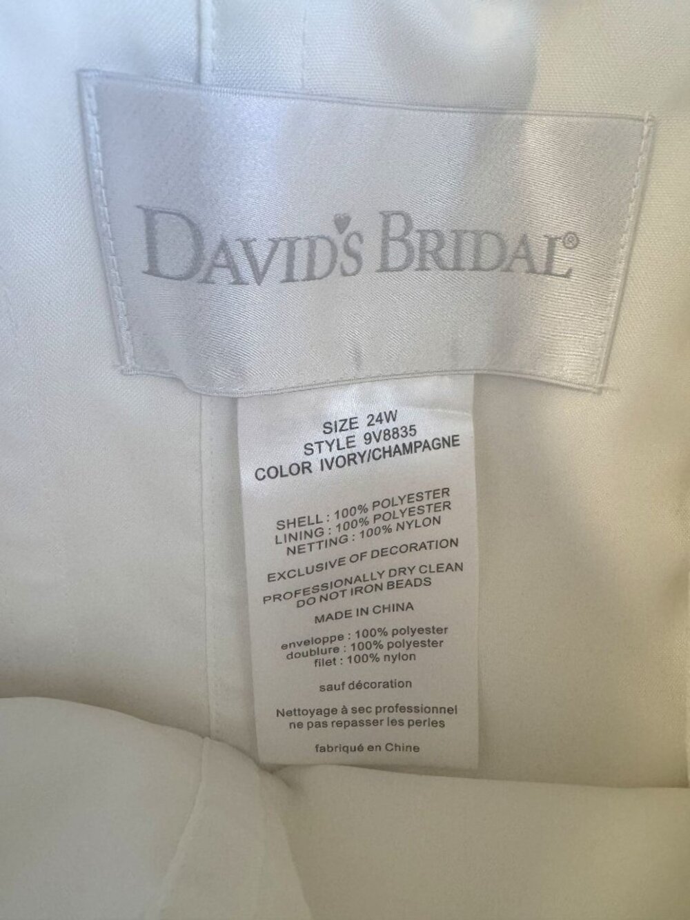 Ivory Satin Strapless‎ Beaded Wedding Gown Dress Size 24W Bride Train 9V8835 - Picture 8 of 10